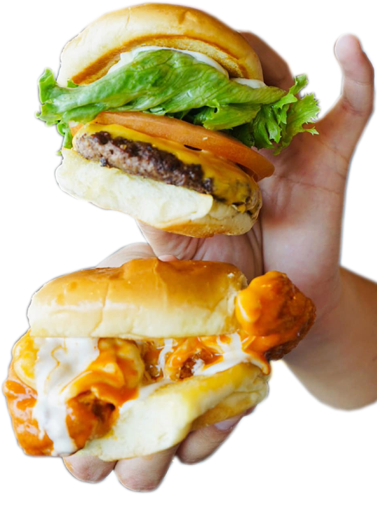 hands holding 2 sliders 